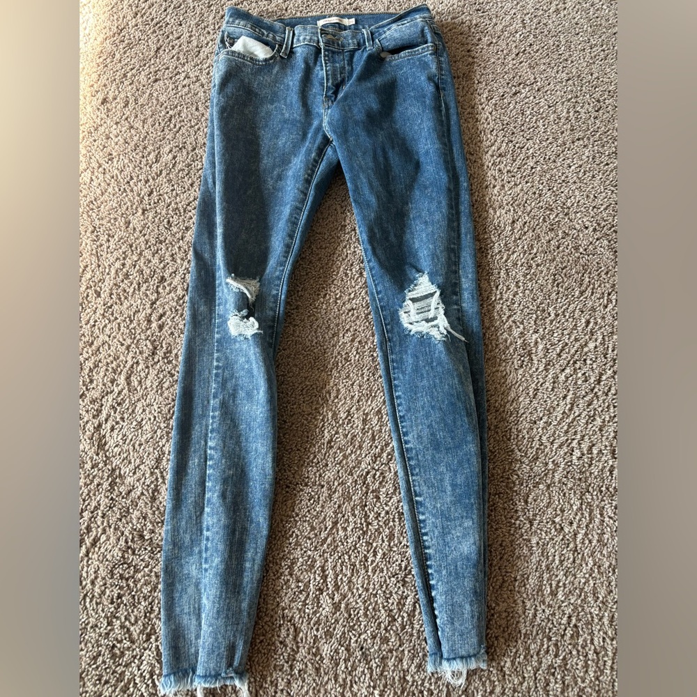 Levi's Skinny Distressed Dark Blue Denim Jeans